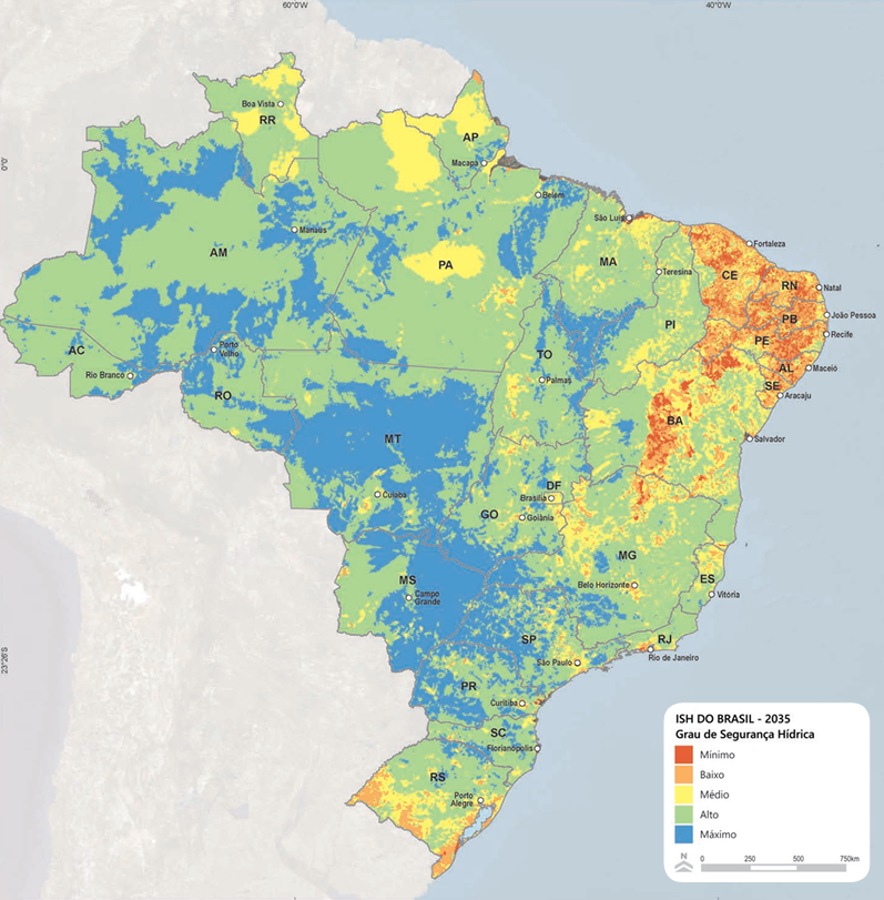 Figura – Índice de Segurança Hídrica do Brasil – 2035